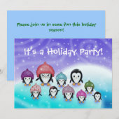 Cute Penguin Holiday Party Uitnodigingen (Voorkant / Achterkant)