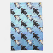 Cute Penguin-hoofden en trappenpatronen Theedoek (Verticaal)