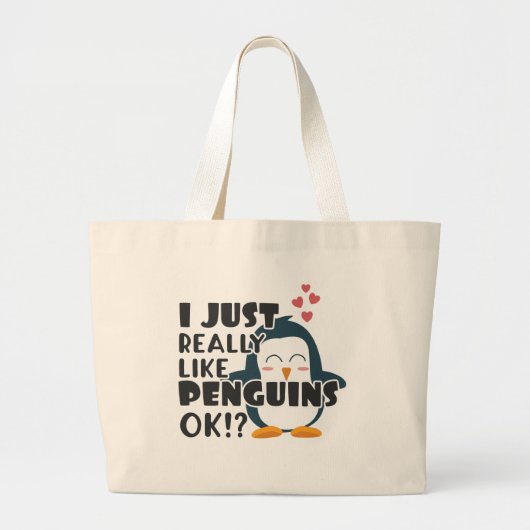 Cute Penguin... hou ik echt van pinguïns. Grote Tote Bag (Voorkant)