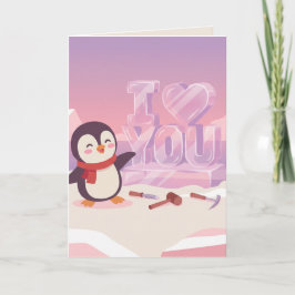 Cute Penguin I Love You Valentine's Day Card Feestdagen Kaart