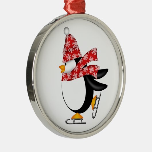 Cute Penguin Ice Schaatsen Ornament (Rechts)