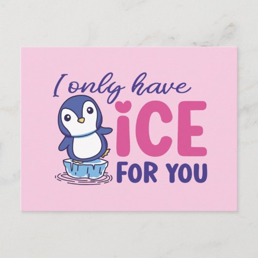 Cute Penguin Ice voor je speelse Valentijnsdag Briefkaart (Voorkant)