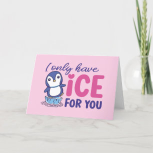 Cute Penguin Ice voor je speelse Valentijnsdag Feestdagen Kaart