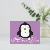 Cute Penguin Ik hou van je Briefkaart (Staand voorkant)