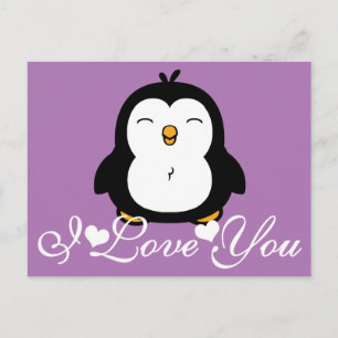 Cute Penguin Ik hou van je Briefkaart