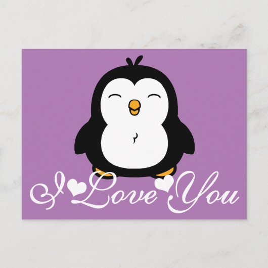 Cute Penguin Ik hou van je Briefkaart (Voorkant)