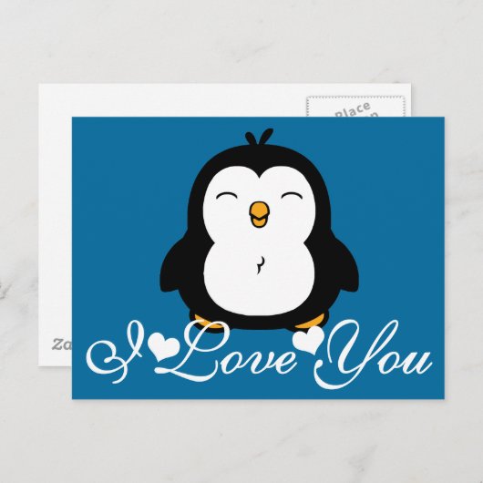 Cute Penguin Ik hou van je Briefkaart (Voorkant / Achterkant)