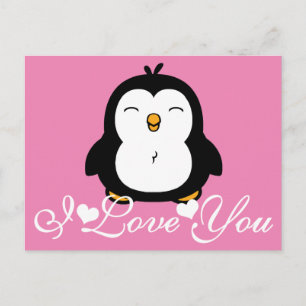 Cute Penguin Ik hou van je Briefkaart