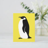 Cute Penguin Illuminating Yellow Black White Briefkaart (Staand voorkant)