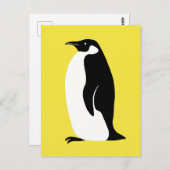 Cute Penguin Illuminating Yellow Black White Briefkaart (Voorkant / Achterkant)