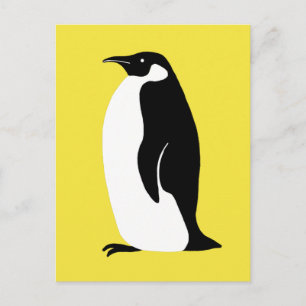 Cute Penguin Illuminating Yellow Black White Briefkaart