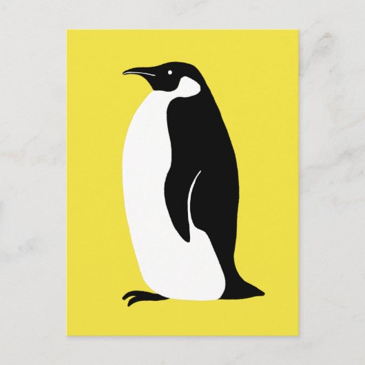 Cute Penguin Illuminating Yellow Black White Briefkaart (Voorkant)