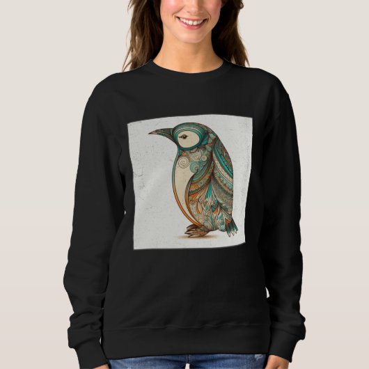 Cute Penguin Illustration Mandala Symbols Women Me Trui (Voorkant)