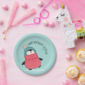 Cute Penguin in a Sweater Personalized Papieren Bordje (Feest)