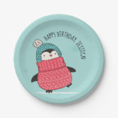 Cute Penguin in a Sweater Personalized Papieren Bordje (Voorkant)