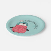 Cute Penguin in a Sweater Personalized Papieren Bordje (Gekanteld)