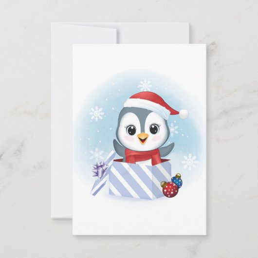 Cute Penguin in gift box kerstseizoen (Voorkant)
