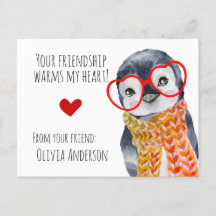 Cute Penguin in Glasses Kinder Vrienden Valentijns