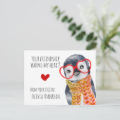 Cute Penguin in Glasses Kinder Vrienden Valentijns Briefkaart (Staand voorkant)