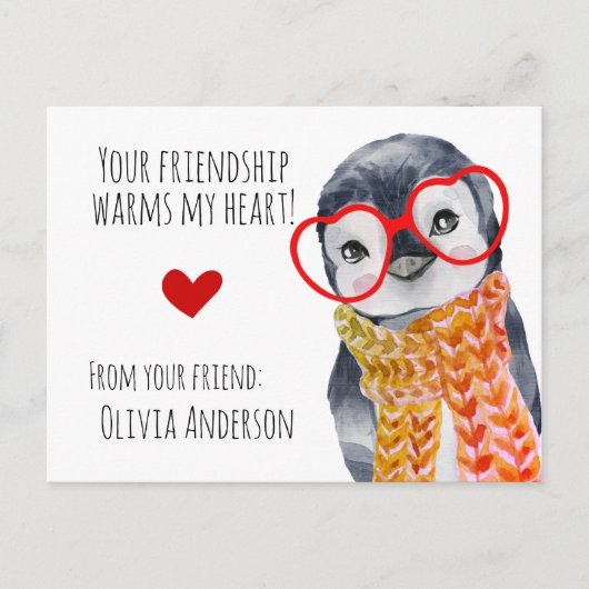 Cute Penguin in Glasses Kinder Vrienden Valentijns Briefkaart (Voorkant)
