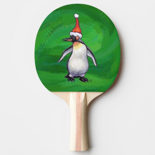 Cute Penguin in Santa Hat over Green Tafeltennisbatje (Voorkant)