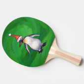 Cute Penguin in Santa Hat over Green Tafeltennisbatje (Zijkant)