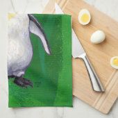 Cute Penguin in Santa Hat over Green Theedoek (Quarter Fold)