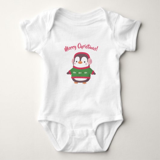 Cute Penguin in Sweater Merry-Baby Romper (Voorkant)