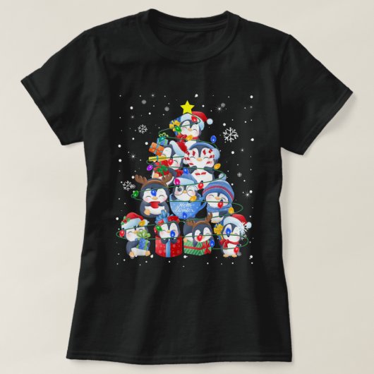 Cute Penguin-kerstboom Gift Decor Xmas-boom T-shirt (Design voorkant)