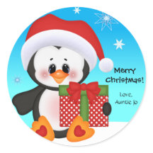 Cute Penguin-kerstcadeau-Sticker