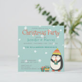 Cute Penguin | Kerstfeest Kaart (Staand voorkant)