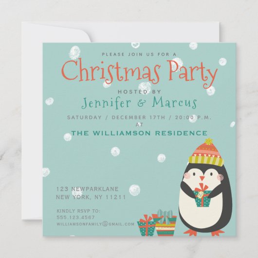 Cute Penguin | Kerstfeest Kaart (Voorkant)