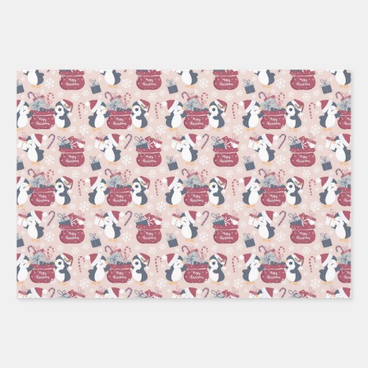 Cute Penguin Kerstfeestdag Inpakpapier Vel (Voorkant 2)