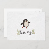 Cute Penguin-kerstgroet Aankondigingskaart (Voorkant / Achterkant)