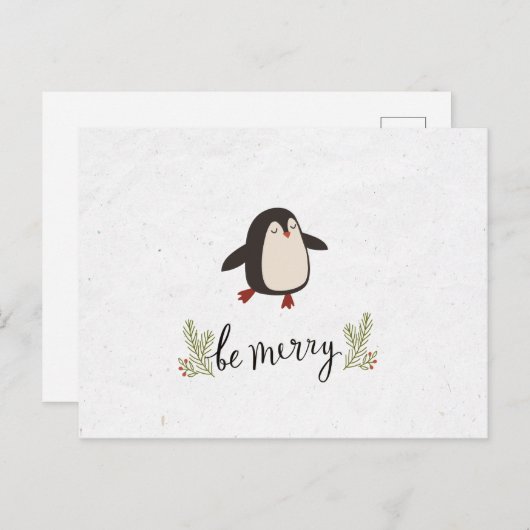 Cute Penguin-kerstgroet Aankondigingskaart (Voorkant / Achterkant)