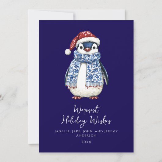 Cute Penguin-kerstkaart Feestdagenkaart (Voorkant)