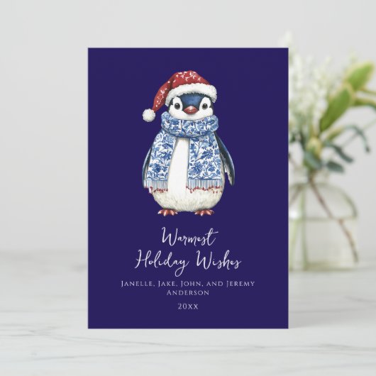 Cute Penguin-kerstkaart Feestdagenkaart (Staand voorkant)