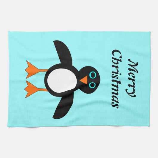 Cute Penguin -kerstkeuken Tow Theedoek (Horizontaal)