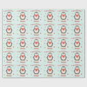 Cute Penguin Kerstmis Aqua Snow Specialized Cadeaupapier (Vlak)