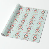 Cute Penguin Kerstmis Aqua Snow Specialized Cadeaupapier (Uitgerold)