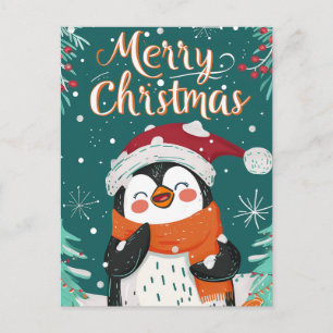 Cute Penguin Kerstmis Briefkaart