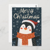 Cute Penguin Kerstmis Briefkaart (Voorkant / Achterkant)