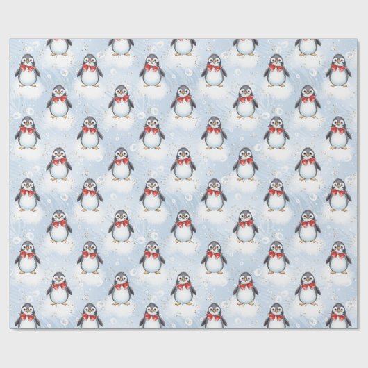 Cute Penguin Kerstmis Cadeaupapier (Vlak)