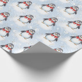 Cute Penguin Kerstmis Cadeaupapier (Hoek)