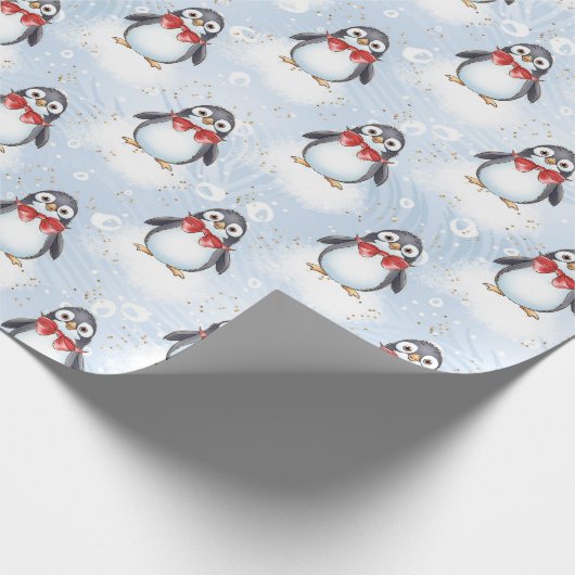 Cute Penguin Kerstmis Cadeaupapier (Hoek)