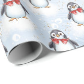 Cute Penguin Kerstmis Cadeaupapier (Rol Hoek)