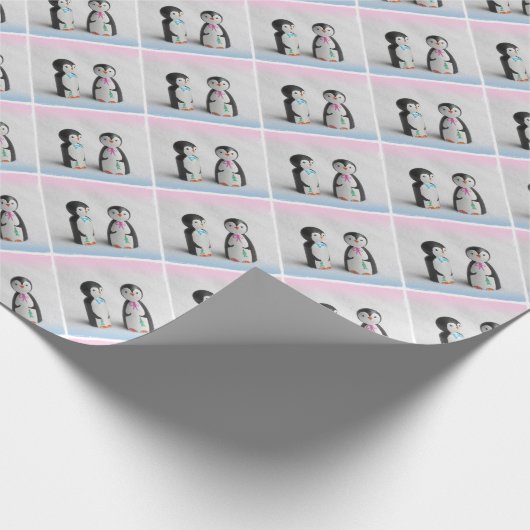 Cute Penguin Kerstmis Cadeaupapier (Hoek)