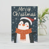 Cute Penguin Kerstmis Feestdagenkaart (Staand voorkant)