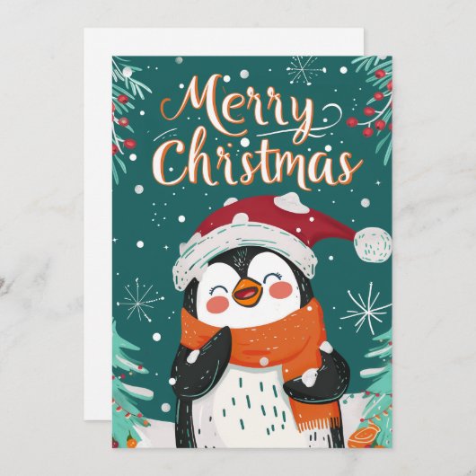 Cute Penguin Kerstmis Feestdagenkaart (Voorkant / Achterkant)