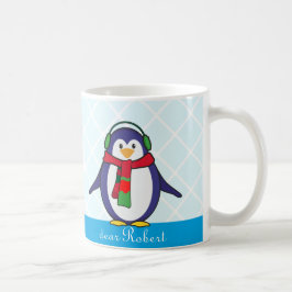 Cute Penguin Kerstmis met jouw naam Koffiemok